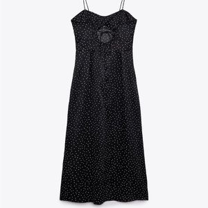 Zara navy/black and white polkadot sundress
